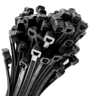 Black Cable Ties 300 x 4.8mm - 100 Pack, Nylon Cable Ties, Cable Ties