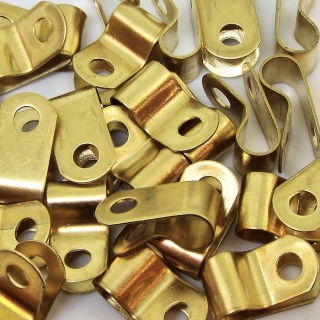 0-002-66 Pack of 25 Solid Brass P-Clips for Cable up to 5mm Diameter