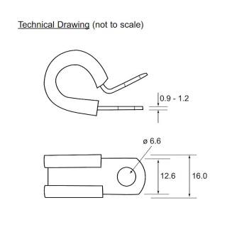 0-002-82 Pack of 25 P-Clips Zinc-plated Rubber-lined for Cable up to 8mm