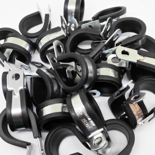 0-002-86 Pack of 25 P-Clips Zinc-plated Rubber-lined for Cable up to 21mm