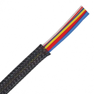 0-325-07 10m Black Expandable Flame Retardant Braided Sleeving 6.4mm ID