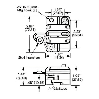 0-382-55 Durite 12V-24V DC 50A Manual Reset Circuit Breaker