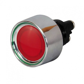 0-485-05 12V Momentary-On Red LED Lit Single-pole Push Button 20A