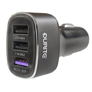 0-601-13 Durite 12V-24V Fast Charge 3 x USB Car Charger