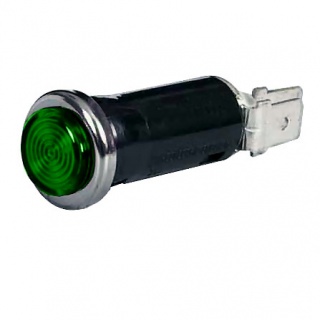 0-609-04 Green Warning Light with 12V 2W BA7s Bulb Chrome Bezel