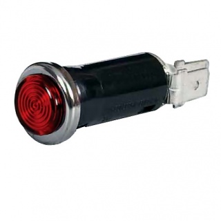 0-609-05 Red Warning Light with 12V 2W BA7s Bulb Chrome Bezel