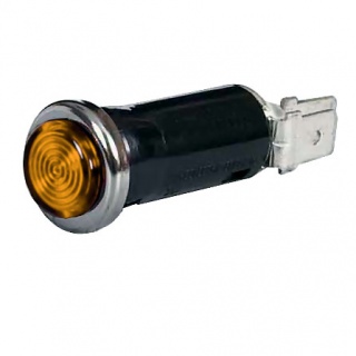0-609-10 Amber Warning Light with 12V 2W BA7s Bulb Chrome Bezel