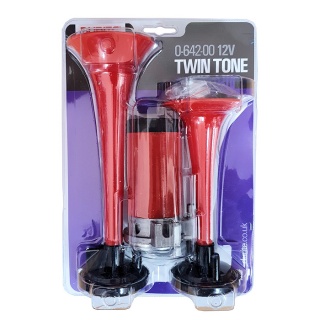 0-642-00 Twin Tone Air Horns with a 12V Compact Air Compressor