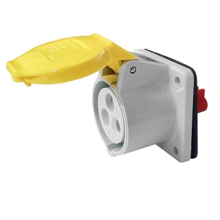 0-698-68 Durite 110Vac 16A Yellow Outdoor Panel Mounted Socket