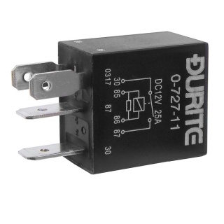 0-727-11 Durite 12V 25A Micro Make and Break Relay with Resistor