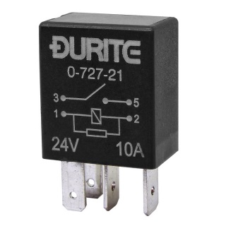 0-727-21 Durite 24V 10A Micro Make and Break Relay with Resistor