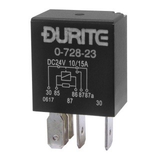 0-728-23 Durite 24V 10A-15A Micro Changeover Relay with Resistor