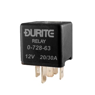 0-728-63 Durite 12V 20A-30A Mini Changeover Relay with Resistor