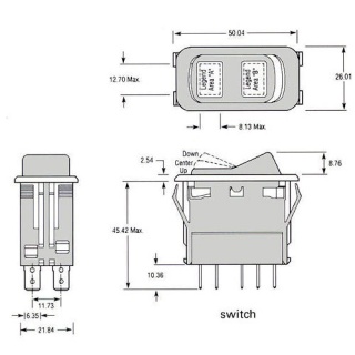 0-781-21 Durite Momentary On-Off Double-pole Rocker Switch Body One Lit Position