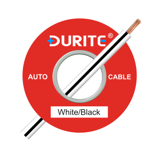 0-932-71 100m x 1.00mm² White-Black 16.5A Auto Single Core Cable