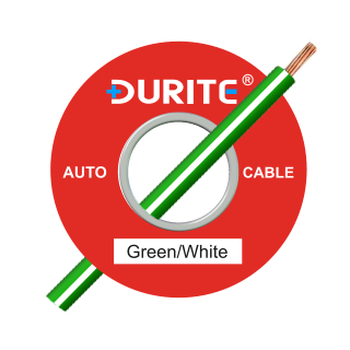 0-942-47 50m x 1.00mm² Green-White 8.75A Auto Single Core Cable