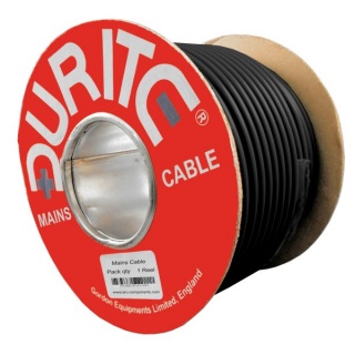0-986-15 30m Roll Durite 3-Core Round Flexible Mains Cable Black Rubber 15A