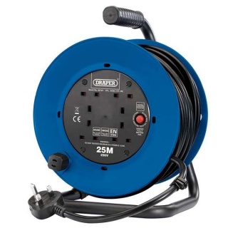 02122 | 230V Heavy-duty Industrial Four Socket Cable Reel 25m