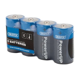 03977 | Draper PowerUP Ultra Alkaline C Batteries (Pack of 4)