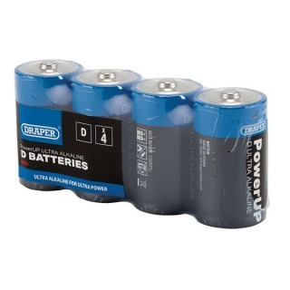 03979 | Draper PowerUP Ultra Alkaline D Batteries (Pack of 4)
