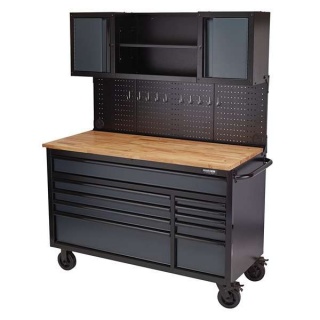 08242 | BUNKER® Roller Workstation with Workbench 10 Drawer 56'' Grey