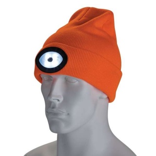 10015 | Beanie Hat with Rechargeable Torch One Size 1W 100 Lumens High-vis Orange