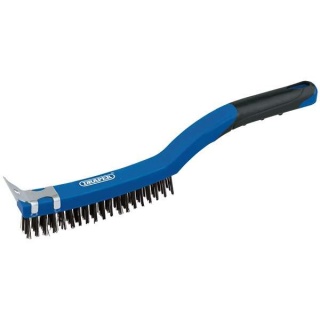 17179 | 3 Row Carbon Steel Wire Scratch Brush with Scraper 350mm