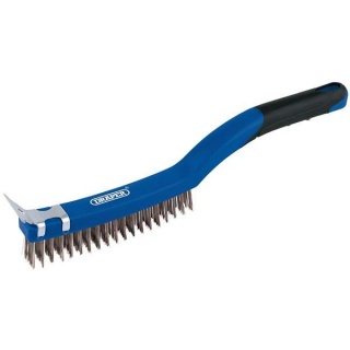 17180 | 3 Row Stainless Steel Wire Scratch Brush with Scraper 350mm