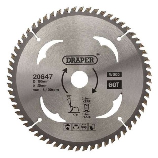 20647 | TCT Circular Saw Blade for Wood 165 x 20mm 60T