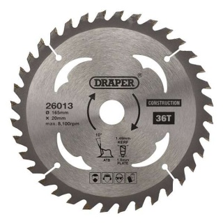 26013 | TCT Cordless Construction Circular Saw Blade for Wood & Composites 165 x 20mm 36T
