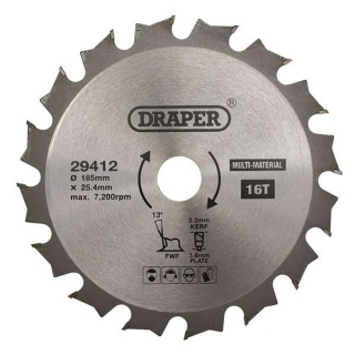 29412 | TCT Multi-Purpose Circular Saw Blade 185 x 25.4mm 16T