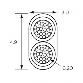 0.75mm Red & Black 14A Thin Wall Twin-core Flat Cable | Re: 3-953-52