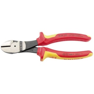 31927 | Knipex 74 08 180UKSBE VDE Fully Insulated High Leverage Diagonal Side Cutters 180mm
