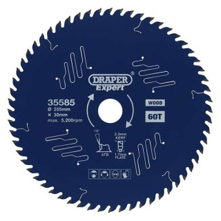 35585 | Draper Expert TCT Circular Saw Blade for Wood with PTFE Coating 255 x 30mm 60T