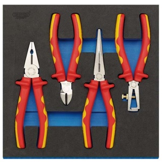 63216 | VDE Approved Fully Insulated Plier Set in 1/2 Drawer EVA Insert Tray (4 Piece)