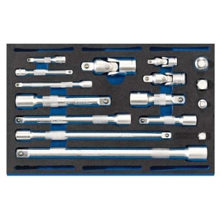 63530 | Extension Bar Universal Joints and Socket Convertor Set 1/4 Drawer EVA Insert Tray (16 Piece)