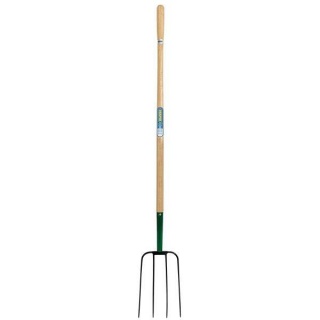 63579 | 4 Prong Manure Fork with Wood Shaft