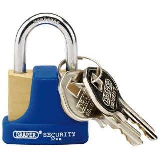 64164 | Solid Brass Padlock and 2 Keys with Hardened Steel Shackle and Bumper 32mm
