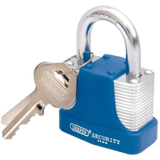 64181 | Laminated Steel Padlock and 2 Keys with Hardened Steel Shackle and Bumper 44mm