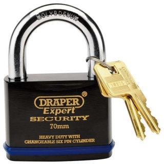 64195 | Heavy-duty Padlock and 2 Keys with Super Tough Molybdenum Steel Shackle 70mm