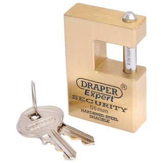 64200 | Draper Expert Close Shackle Solid Brass Padlock with Hardened Steel Shackle 2 Keys 56mm