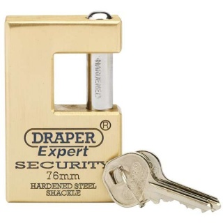 64202 | Draper Expert Close Shackle Solid Brass Padlock with Hardened Steel Shackle 2 Keys 76mm