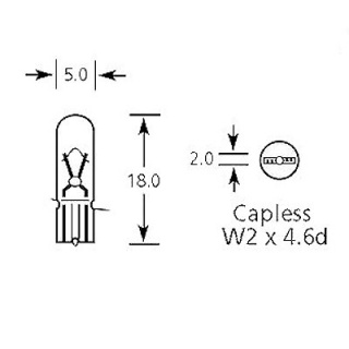 20 X T5 286 Dashboard Car Light Bulbs – 12V 1.2W Capless Wedge Miniature Bulbs