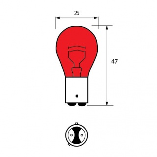 Durite 12V 21-4W (567) BAW15d Vertical Off-Set Bayonet Red Bulb | Re: 7-005-67