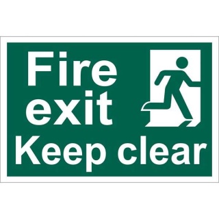 72450 | Fire Exit Keep Clear' Safety Sign 300 x 200mm Design 1