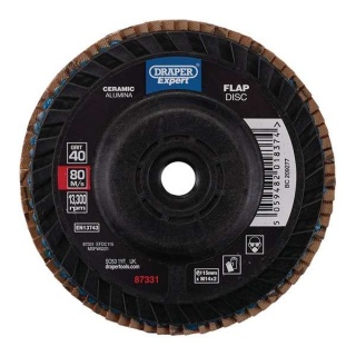 87331 | Draper Expert Ceramic Flap Disc 115mm M14 40 Grit