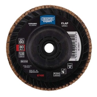 87480 | Draper Expert Ceramic Flap Disc 115mm M14 60 Grit