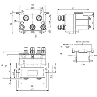 DC88-1066PL Albright 12V Reversing Solenoid 100A IP66 - Highly Intermittent