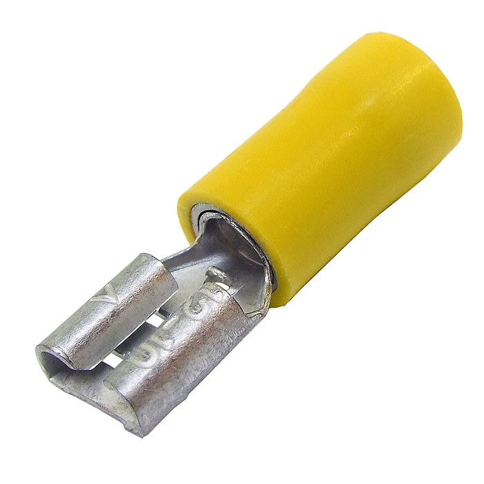 YELLOW  INSULATED MALE PUSH ON SPADE  CRIMP TERMINAL QTY = 50 