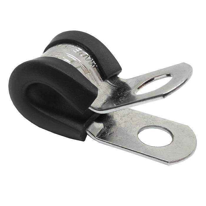0-002-82 Pack of 25 P-Clips Zinc-plated Rubber-lined for Cable up to 8mm